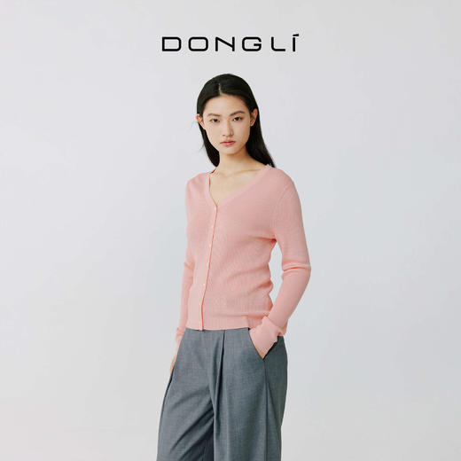 东黎 • 岛屿假日—生机勃勃 桑蚕丝山羊绒女士春夏抽条V开 3015 商品图0