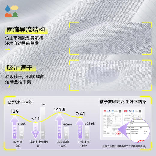 【圆领运动速干T恤】森林棠25夏款儿童吸湿速干轻薄弹力透气短袖上衣40322524 商品图3