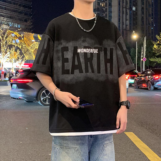 【DYY】大依优型大码圆领短袖T恤夏季加肥加大肥佬休闲宽松透气弹力男装上衣潮款 商品图6