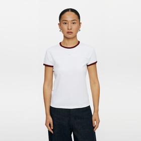 oneup撞色边合身短袖T恤