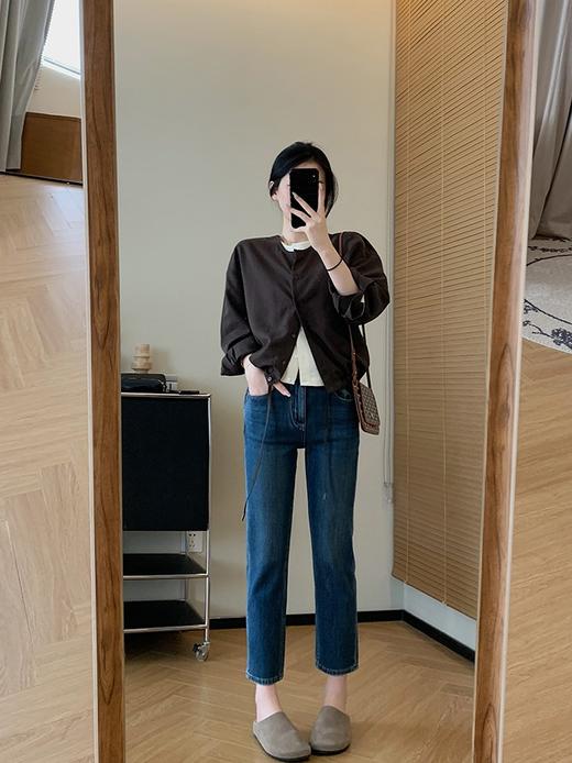 春夏砂洗天丝混纺撞色双门襟假两件宽松休闲外套 商品图13