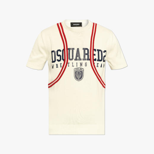 DSQUARED2 男士字母徽印花棉质圆领短袖T恤 白色 S71HA1358 D13116 962 商品图0