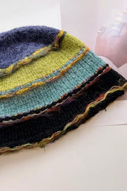 Say Something 多巴胺撞色时尚条纹保暖针织渔夫帽 21359 商品图4