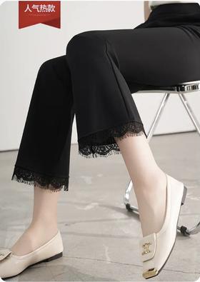 【自】全新升级【铂金会员146/天猫199/差价53】(00420) 洛诗琳2025春夏新款高腰垂感显瘦直筒黑色西装微喇裤长裤