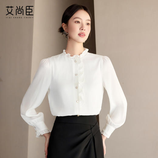 艾尚臣花边领miu系白衬衫女夏季新款气质女士衬衣高级感漂亮上衣 商品图4