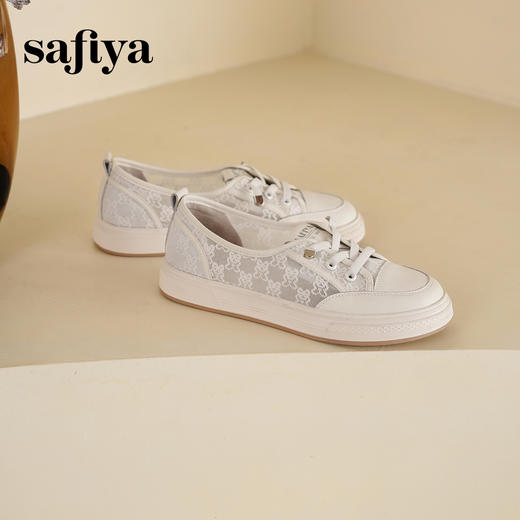 预售7天|Safiya/索菲娅2025春夏浅口百搭休闲蕾丝网面小白鞋SFD1112107 商品图6