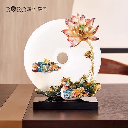 罗比罗丹荷塘月色平安扣摆件珐琅彩工艺荷花新中式家居饰品罗比罗丹荷塘月色摆件 商品图2