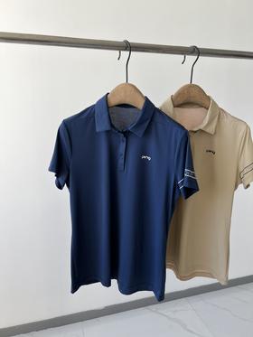 福利款，韩国🇰🇷高er夫PING速干T恤，纯元臻品，客供面料，四面弹力，质感丝滑垂顺，背后采用网眼面料，更透气，polo衬衫翻领设计，更显优雅气质，左袖口字母点缀，领口扣子带有logo