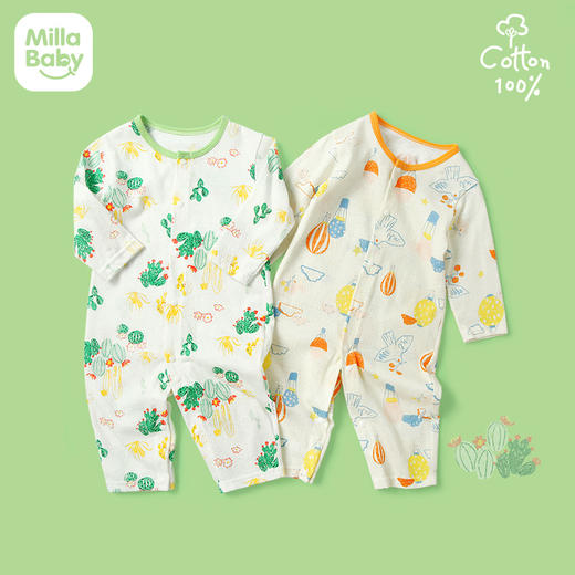 【可爱印花，长袖哈衣~】夏季薄款婴儿连体衣 新生儿长袖空调服 儿童爬爬服哈衣 宝宝睡衣-QQ 商品图1