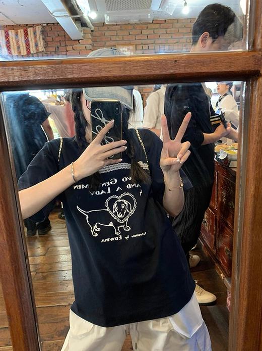 <曾小咸推荐> V领蕾丝印花短袖  商品图1