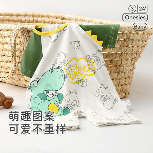 【透气网眼，清凉一夏天】夏季婴儿连体衣 新生儿衣服薄款 宝宝夏天爬服 短袖哈衣夏装 透气衣服-QQ 商品图2