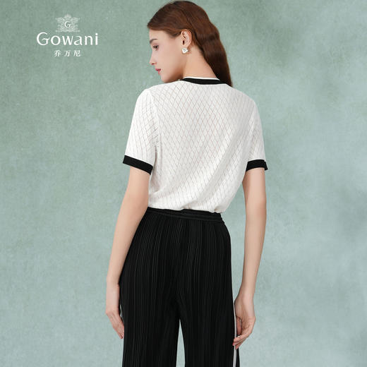 乔万尼针织衫女新款夏短袖小香风撞色设计EM2M890 商品图4