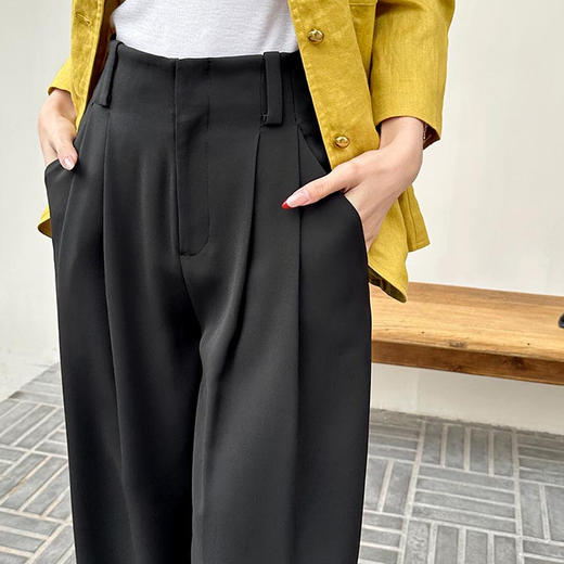 洛诗琳60450夏季新款高腰显瘦空气感西装阔腿直筒裤女1638 商品图3