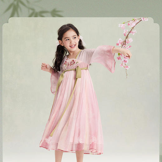 笛莎Deesha观山见女童连衣裙2025夏季女童国风小花神连衣裙 商品图2
