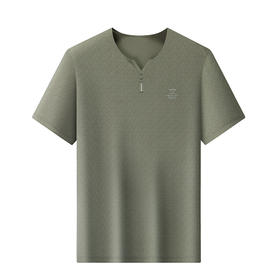 【DLS】大依优型大码小V领短袖T恤圆领加肥加大男士大号弹力透气舒适夏季半袖