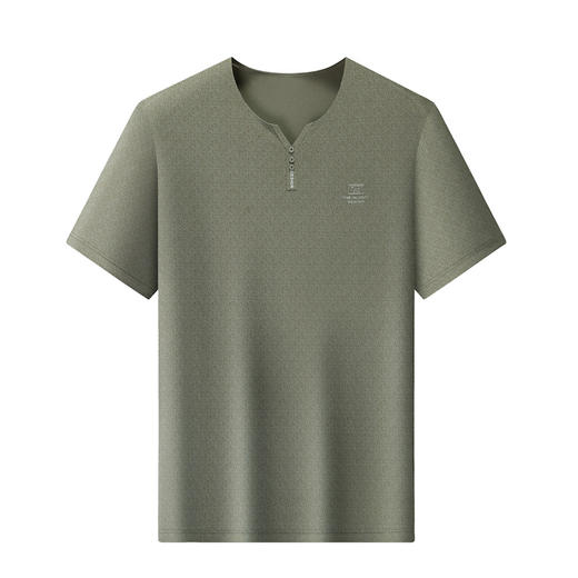 【DLS】大依优型大码小V领短袖T恤圆领加肥加大男士大号弹力透气舒适夏季半袖 商品图0