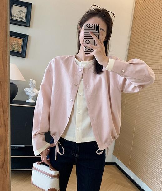 春夏砂洗天丝混纺撞色双门襟假两件宽松休闲外套 商品图8