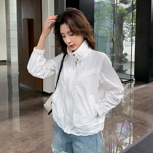 【清仓超15天不保价】奢姿大码女装2025夏季减龄抽绳设计时尚防晒上衣胖妹妹半高领外套9952353198 商品图1