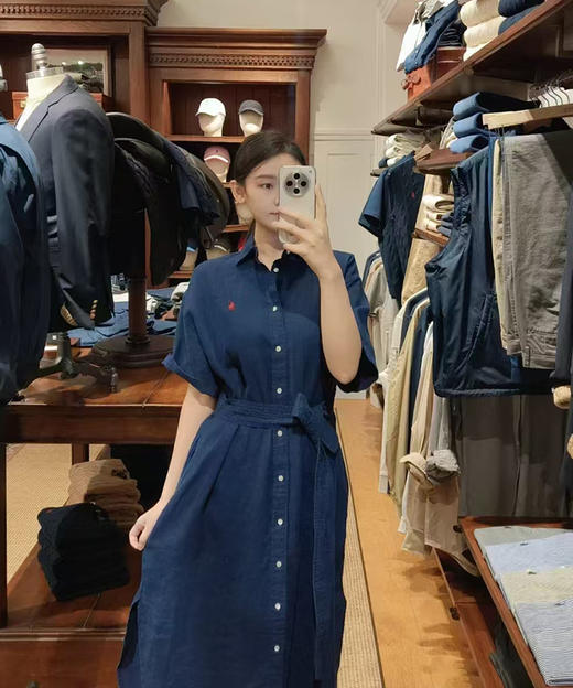 单品包邮现货 THS-限时 RL马球家 亚麻衬衫腰带连衣裙 BL2558 商品图2