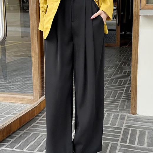 洛诗琳60450夏季新款高腰显瘦空气感西装阔腿直筒裤女1638 商品图2