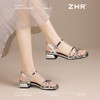 ZHR则则时髦水钻粗跟罗马凉鞋女鞋2025夏季新款优雅复古耐穿凉鞋 商品缩略图7