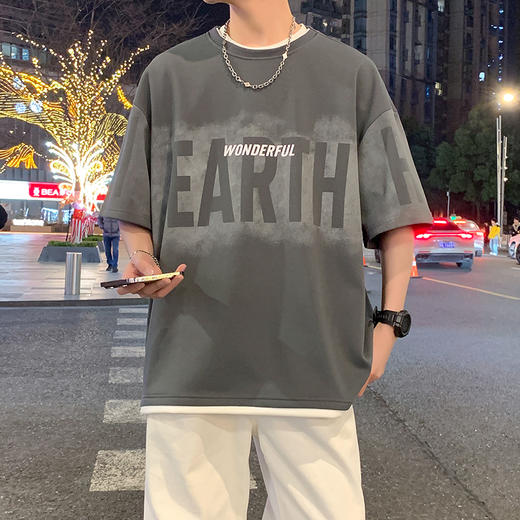 【DYY】大依优型大码圆领短袖T恤夏季加肥加大肥佬休闲宽松透气弹力男装上衣潮款 商品图3