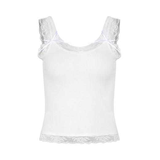 两三事 月光碎梦 2025夏季新款百搭蕾丝拼接打底外穿背心女 商品图4