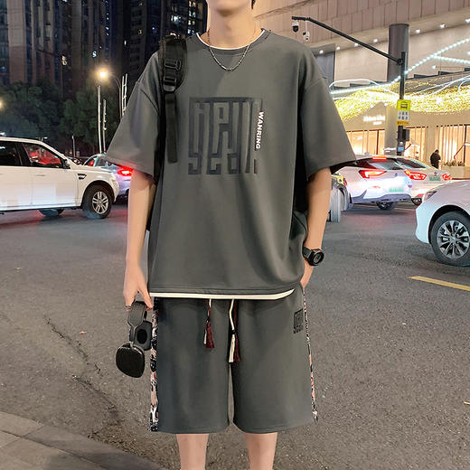 【套装】【DYY】大依优型大码圆领短袖T恤短裤套装夏季加肥加大肥佬休闲宽松透气弹力男装上衣潮款 商品图7