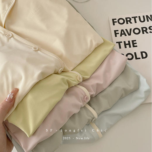 【冰皮睡衣套装】夏季凉感柔滑家居服 带兜翻领睡衣 商品图3