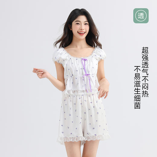 美季美优女士丝质纯欲风短袖套装 商品图2