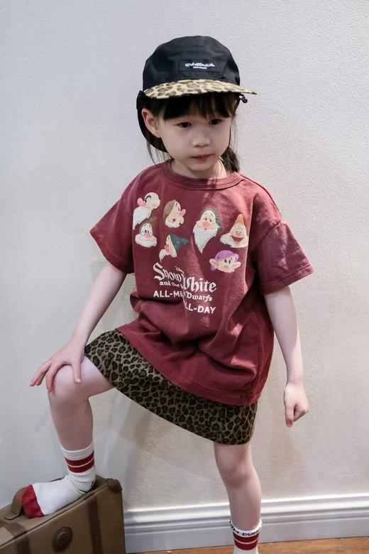 2025夏季儿童DD日系水洗做旧卡通七个小矮人印花短袖T恤四色! 商品图1