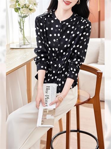 真丝印花衬衫，收腰衬衣桑蚕丝小衫AS-0571 商品图1