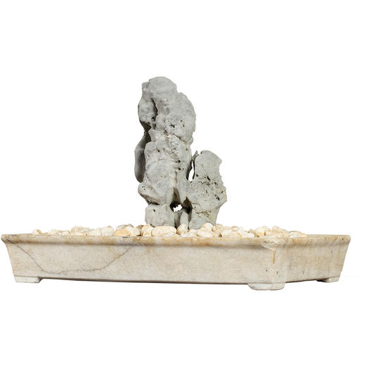 清 太湖石文房赏石配汉白玉赏盆 商品图5