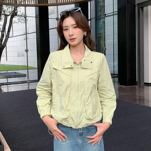 【清仓超15天不保价】奢姿大码女装2025夏季减龄抽绳设计时尚防晒上衣胖妹妹半高领外套9952353198 商品图4