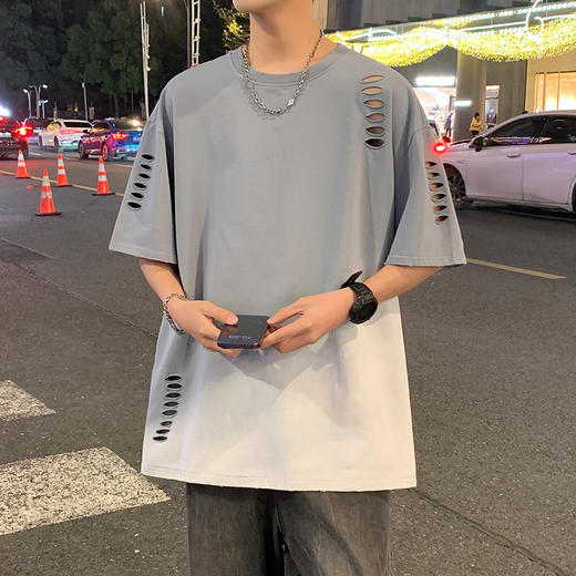 【棉质】【DYY】大依优型大码圆领短袖T恤夏季加肥加大肥佬休闲宽松透气弹力男装上衣潮款 商品图3