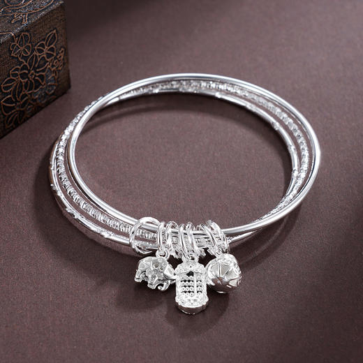子佩集S999银【吉祥如意】手镯【SZ000725】纯银三个圈2503 商品图6