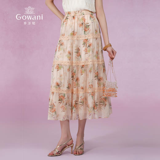 乔万尼桑蚕丝半身裙女新款夏a字半裙真丝法式蕾丝设计EM2D791 商品图1