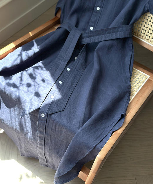 单品包邮现货 THS-限时 RL马球家 亚麻衬衫腰带连衣裙 BL2558 商品图7