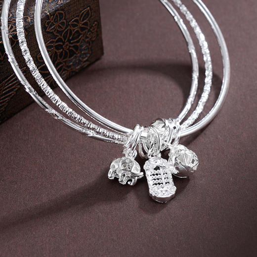 子佩集S999银【吉祥如意】手镯【SZ000725】纯银三个圈2503 商品图5