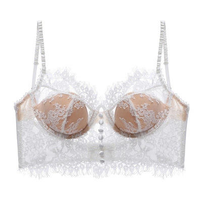 YOOE新款法式复古米白色＋性感神秘黑2件优惠套装文胸 夏季法式纯欲性感超薄蕾丝文胸收副乳防下垂胸罩 商品图6