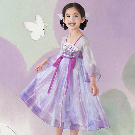 笛莎Deesha观山见女童连衣裙2025夏季女童国风小花神连衣裙 商品图5