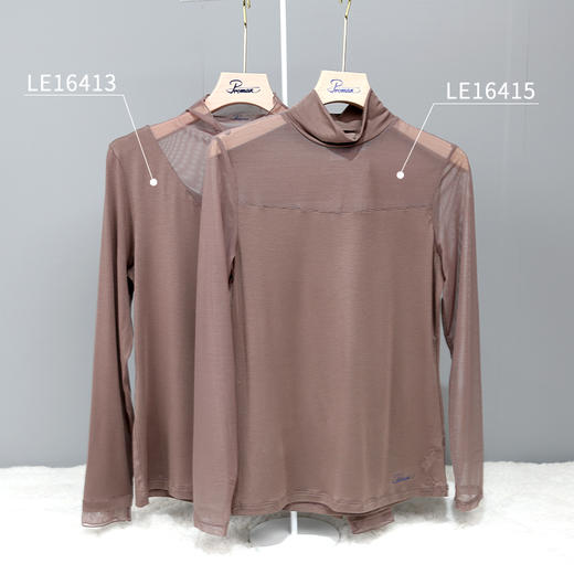 四季女士修身百搭网纱乳肤长袖保暖时尚打底衫LE16413 LE16415 商品图3