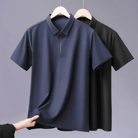 【DLS】大依优型大码拉链款短袖Polo衫翻领加肥加大男士大号弹力透气舒适夏季弹力半袖