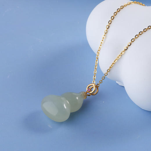 【宏艺珠宝】翠玉福禄·银s925和田玉项链 商品图1