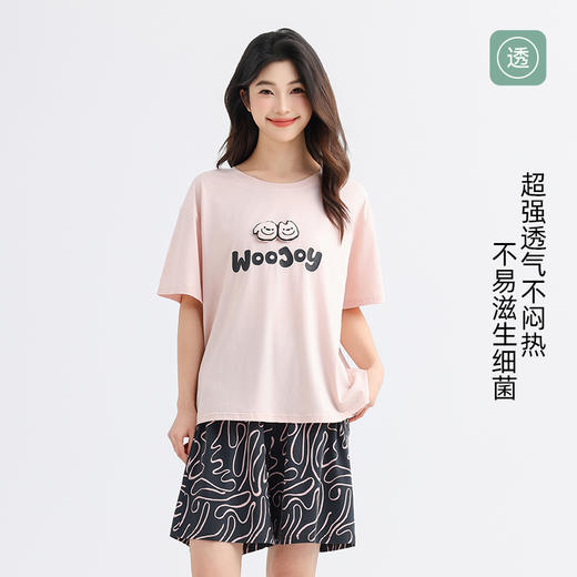 美季美优女士棉莫卡通字母短袖套装 商品图2