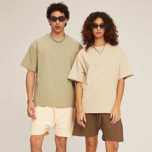 【品牌代工厂 99元/3件】致造zzao重磅男女纯棉纯色T恤 商品图0