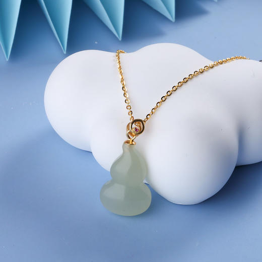 【宏艺珠宝】翠玉福禄·银s925和田玉项链 商品图2