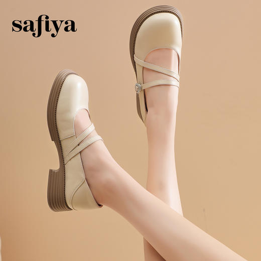 预售7天|Safiya/索菲娅2025学院风休闲一字带浅口JK玛丽珍小皮鞋SFD1111007 商品图4