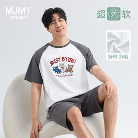 美季美优男士插肩袖卡通短袖套装