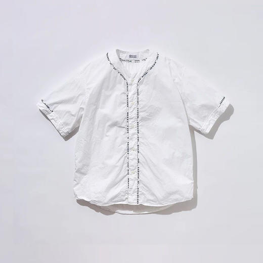 KUON Sashiko Trimmed Koikuchi Shirt 职人手工刺绣棒球短袖衬衫 商品图0